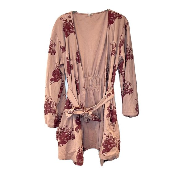 kate quinn Other - Kate Quinn Strawberry Print Blush Pink Long Sleeve Robe Organic Cotton M/L